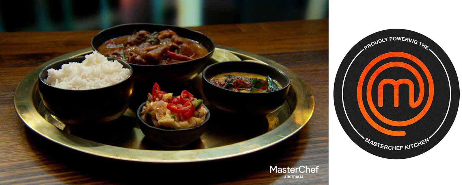 A Pork Curry meal, next to the MasterChef Australia logo.
