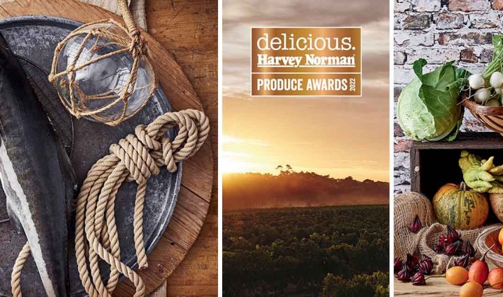 Images of Rocky Point Aquaculture produce and Alphington Farmers Market next to the Produce Awards logo.