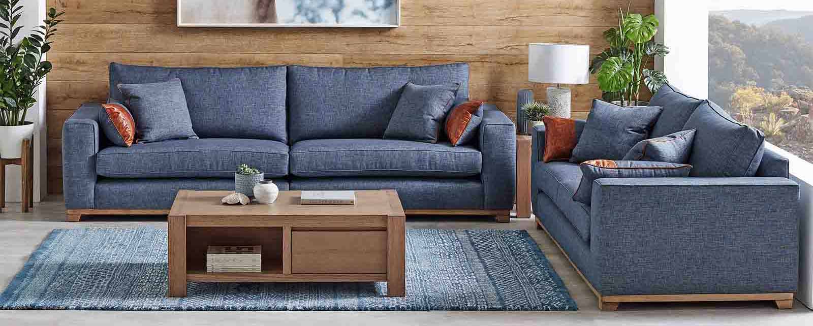 An Australian Made Sofa being used for winter interior styling.
