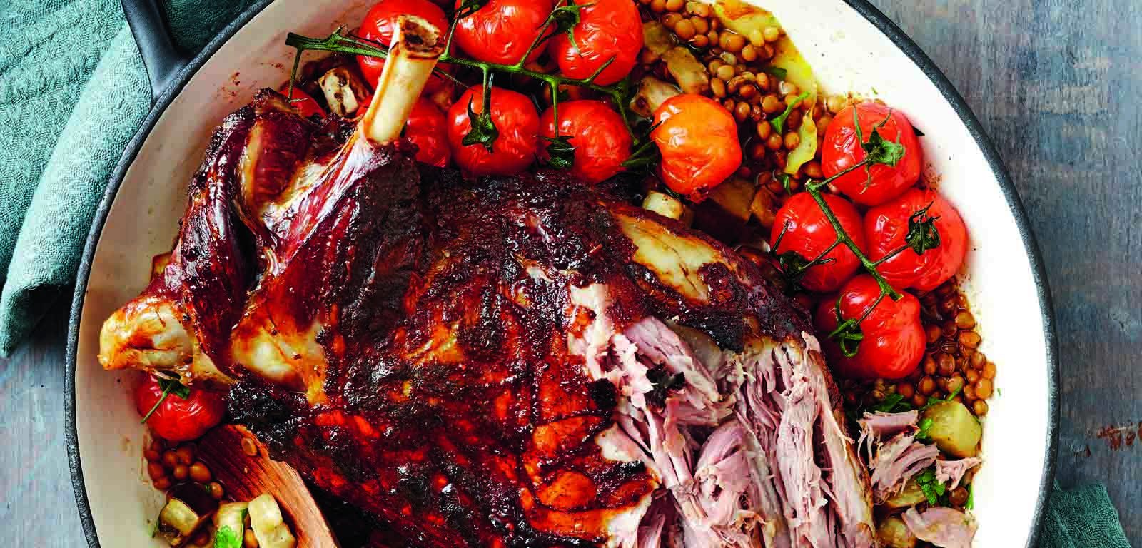 Balsamic Lamb with Tomato and Lentils Recipe