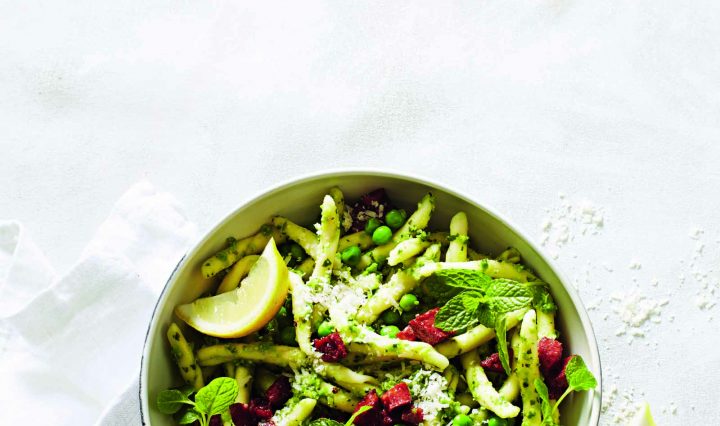 Basil pesto and chorizo pasta