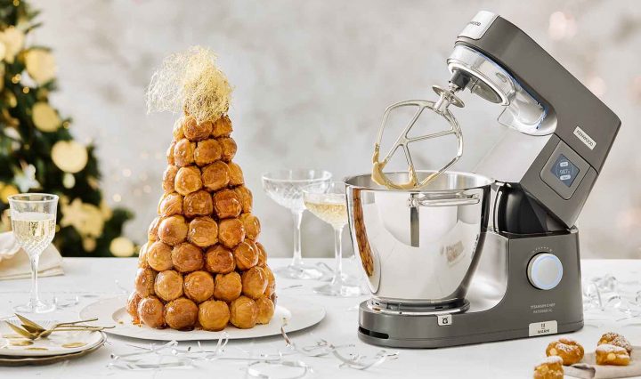 Brandy and Vanilla Croquembouch next to Kenwood XL Mixer.