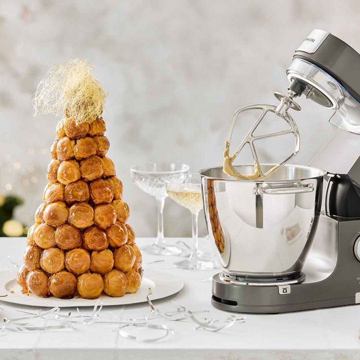 Brandy and Vanilla Croquembouch next to Kenwood XL Mixer.