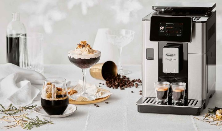 Christmas Coffee Dessert next to a DeLonghi Coffee Machine.