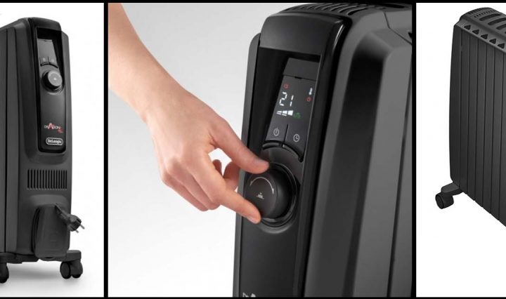 Three images of the DeLonghi Dragon 4 Pro Heater.