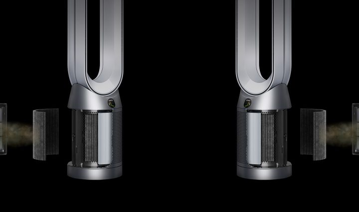 Graphics showing the DysonDyson Cool Autoreact purifying pollutants.
