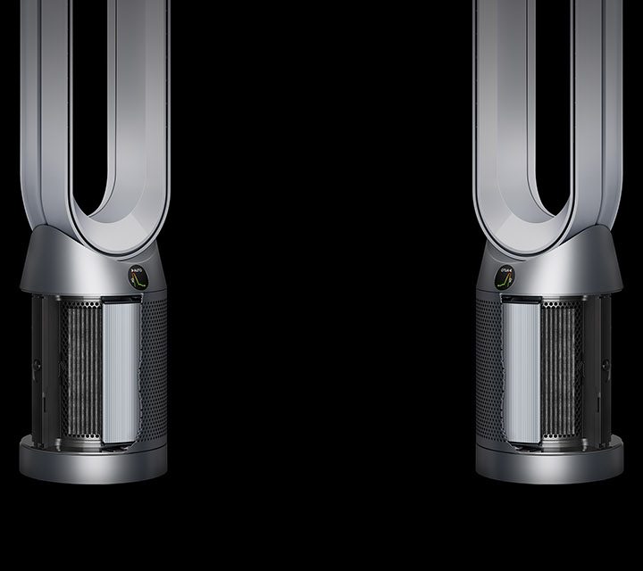 Graphics showing the DysonDyson Cool Autoreact purifying pollutants.