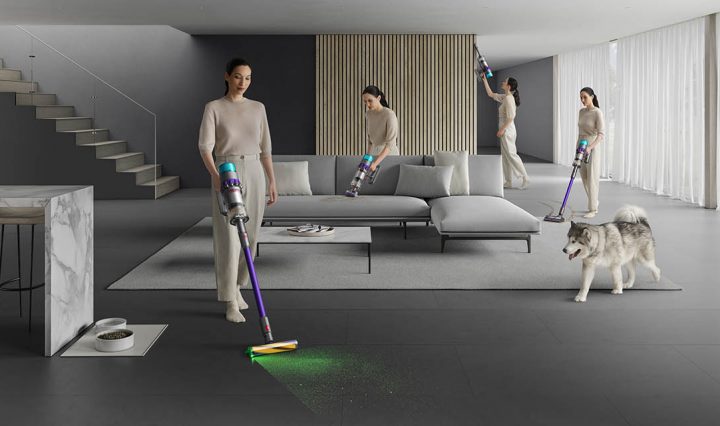 A person shown using the Dyson Gen5detect in multiple places.