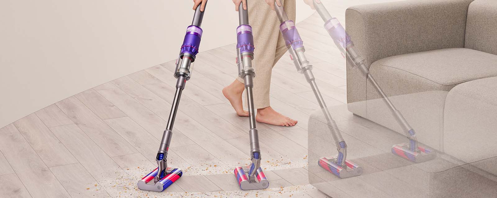 A graphic showing the Dyson Omni-glide in motion.