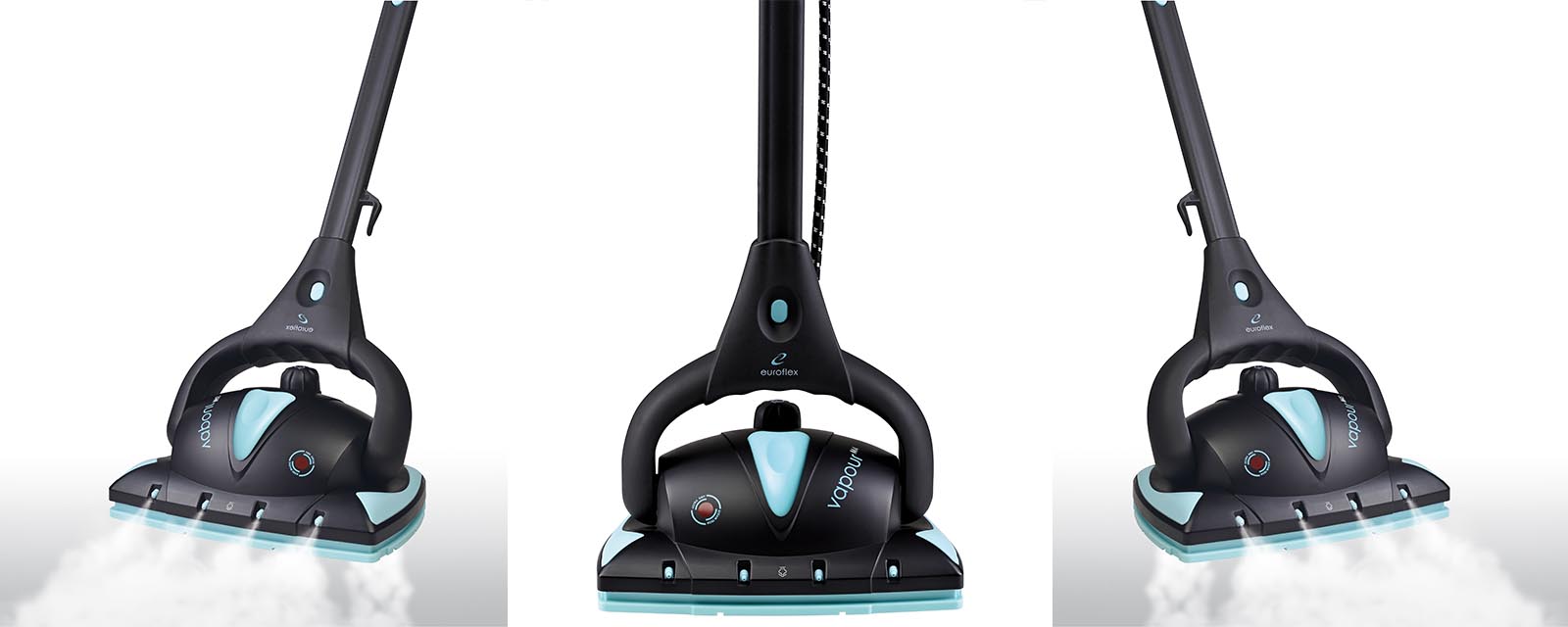 Three images of the Euroflex Vapour M4S hybrid steam cleaner