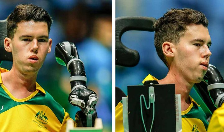 Two images of Paralympian Dan Michel.