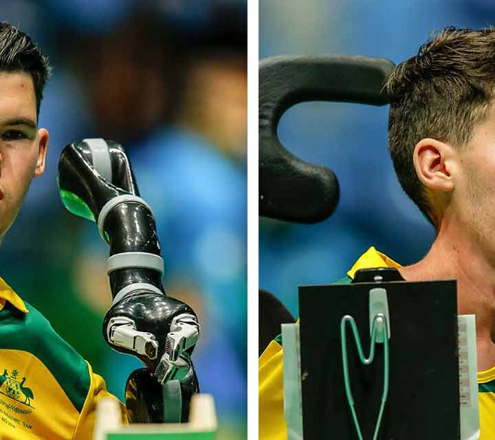 Two images of Paralympian Dan Michel.