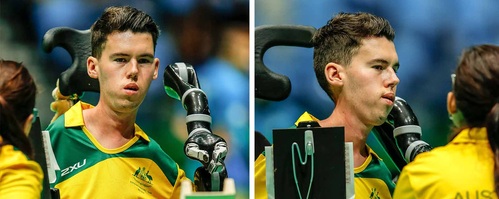 Two images of Paralympian Dan Michel.