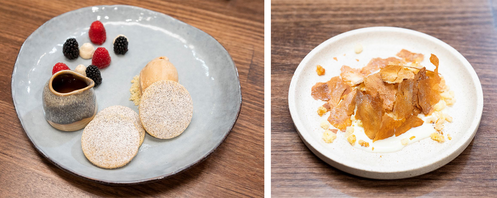 Two dishes from MasterChef Australia (Tea & Biscuits and Milky Ice Cream).