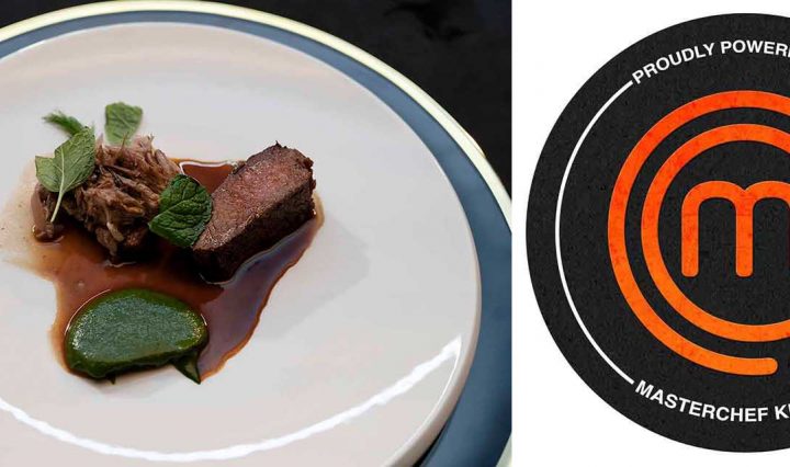 Lamb and Saag dish next to the MasterChef Australia logo.