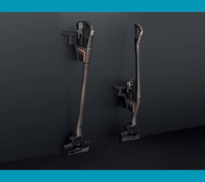 The Miele Triflex HX1 Pro Stick Vacuum in upright and reach mode.