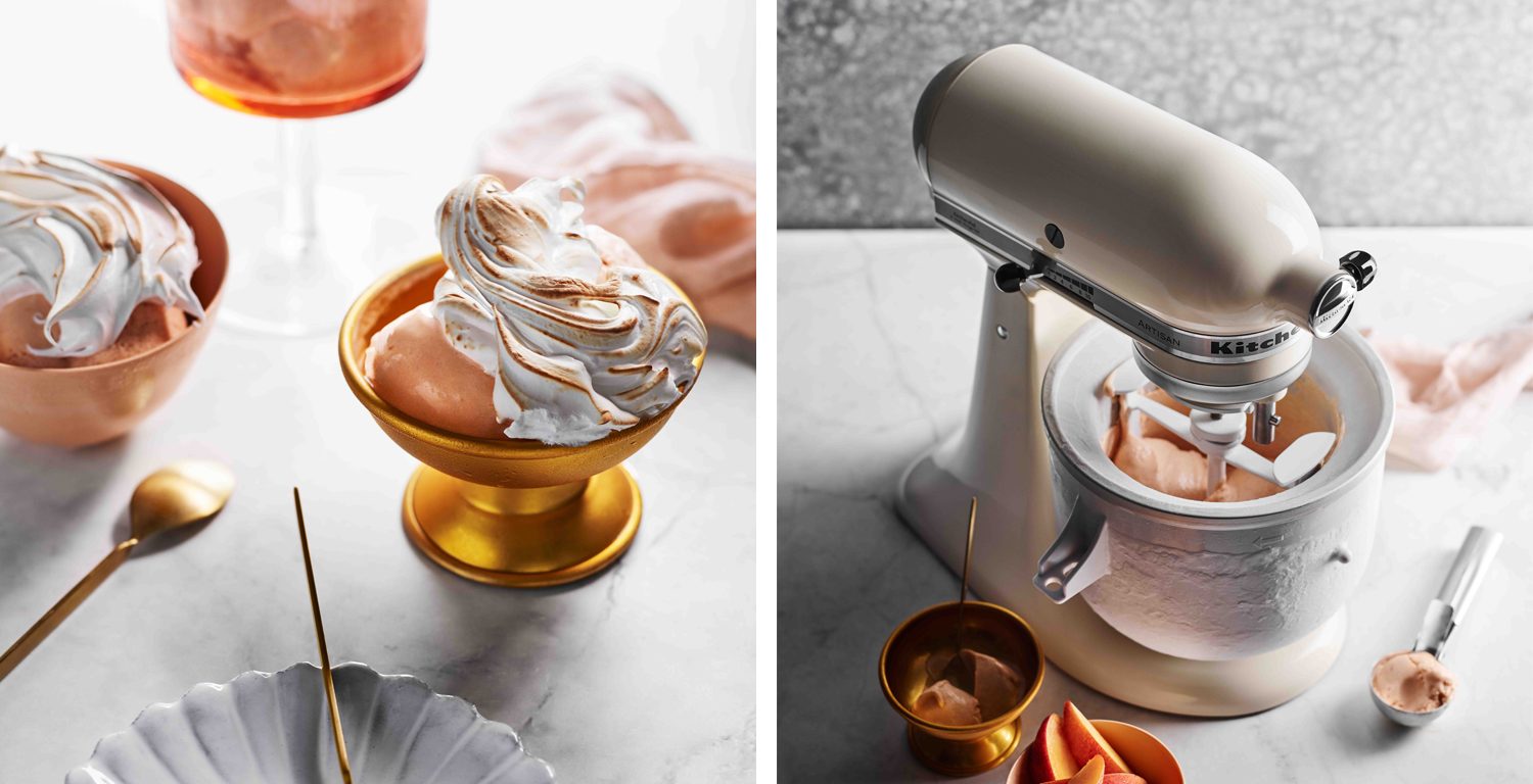 Peach Melba Gelato Burnt Meringue Recipe