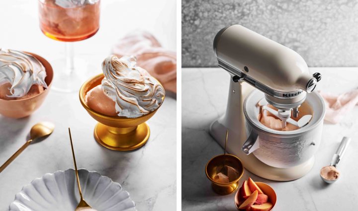 Peach Melba Gelato Burnt Meringue Recipe
