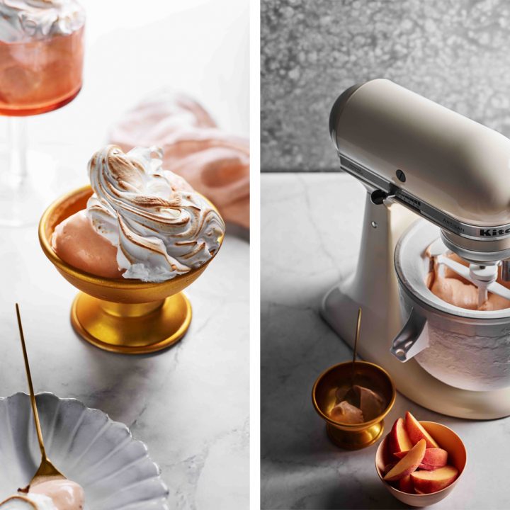 Peach Melba Gelato Burnt Meringue Recipe