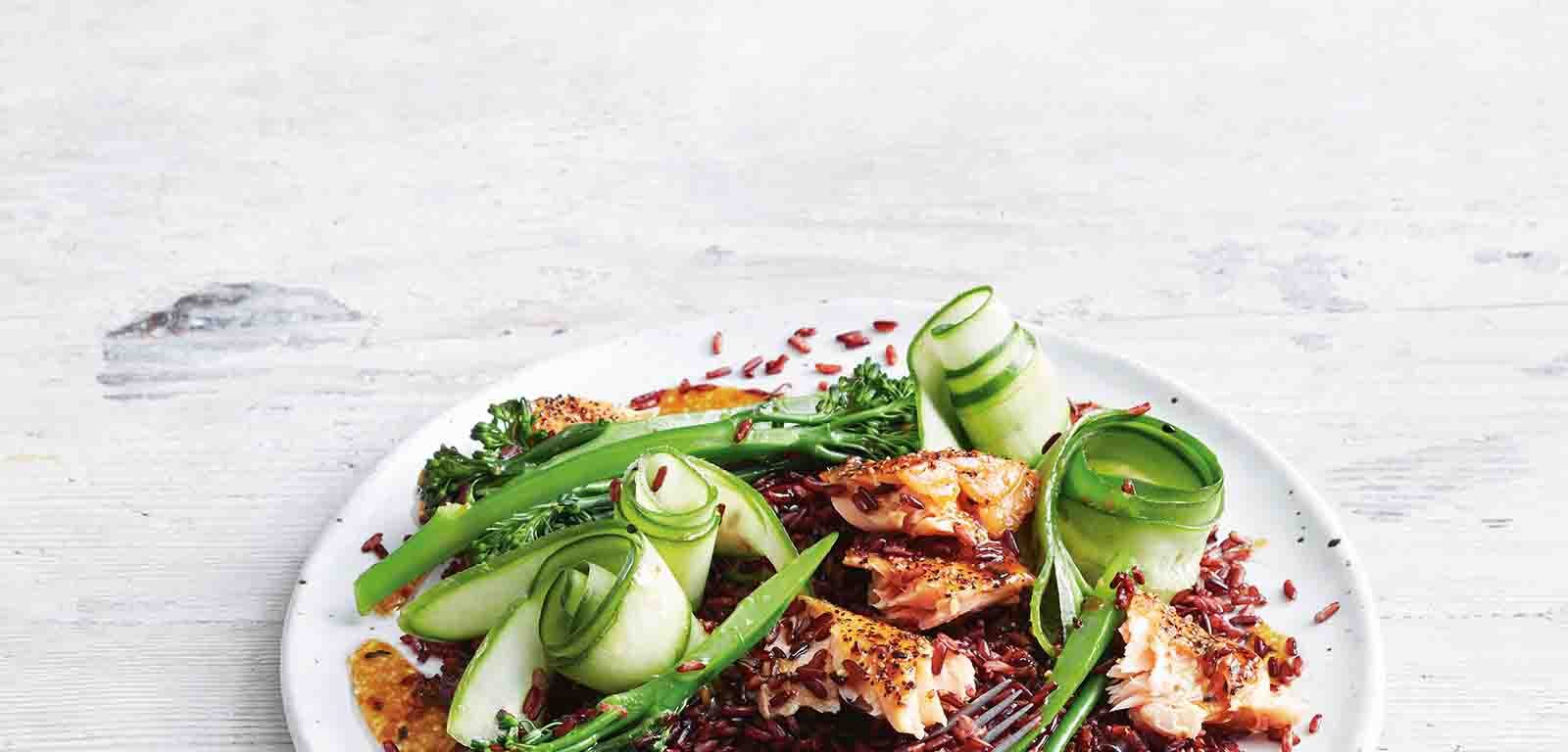 Pepper Crusted Salmon with Black Rice Salad