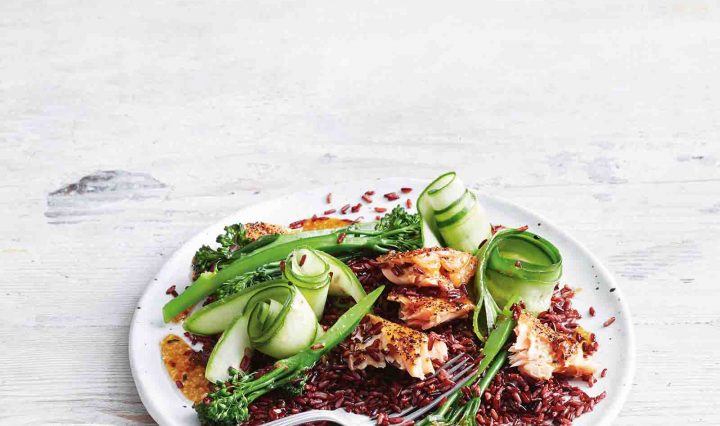 Pepper Crusted Salmon with Black Rice Salad