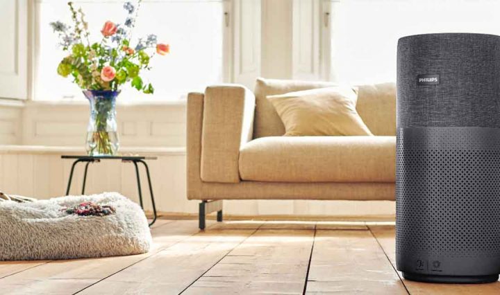Philips Air Purifier Series 3000i in front of lounge.