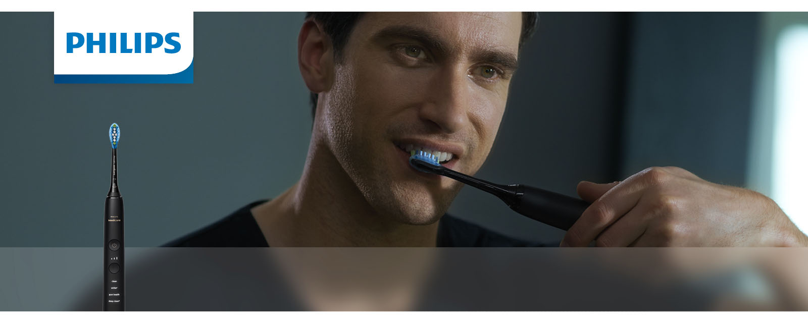 A man using the Philips Sonicare DiamondClean 9000 Electric Toothbrush.