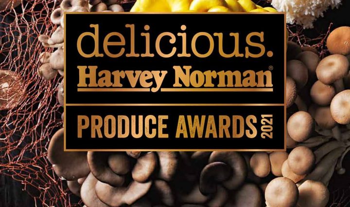 Logo for the delicious. Harvey Norman Produce Awards 2021.