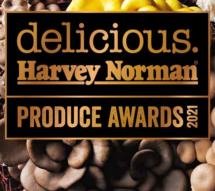 Logo for the delicious. Harvey Norman Produce Awards 2021.