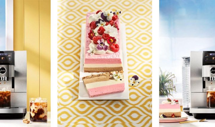 The Jura Z10 Automatic Coffee Machine next to a Cheesecake Loaf.