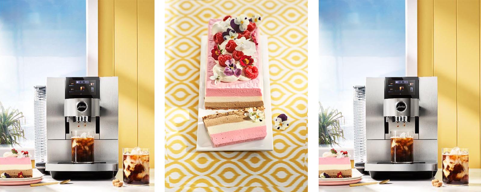 The Jura Z10 Automatic Coffee Machine next to a Cheesecake Loaf.