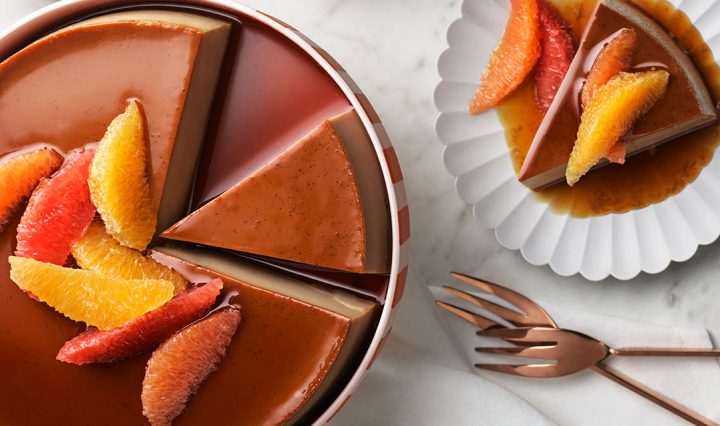 Espresso Flan on a plate.