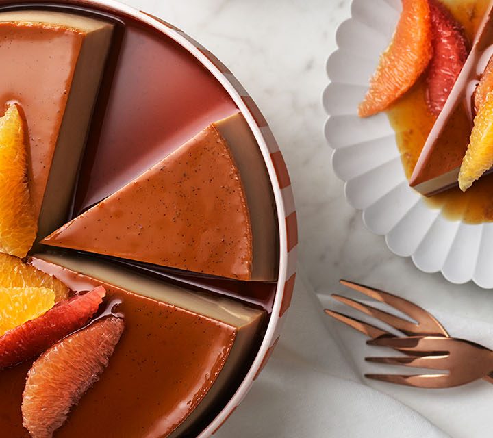 Espresso Flan on a plate.