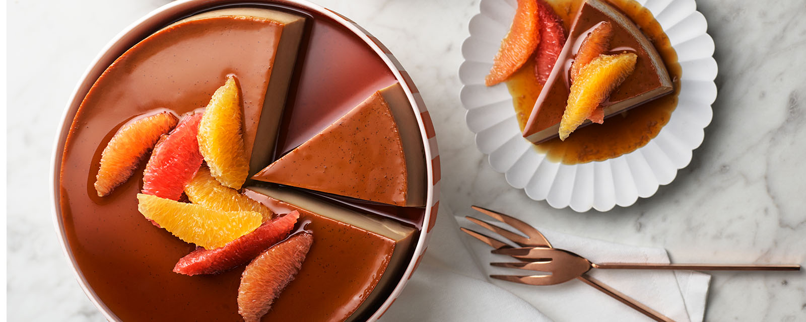 Espresso Flan on a plate.