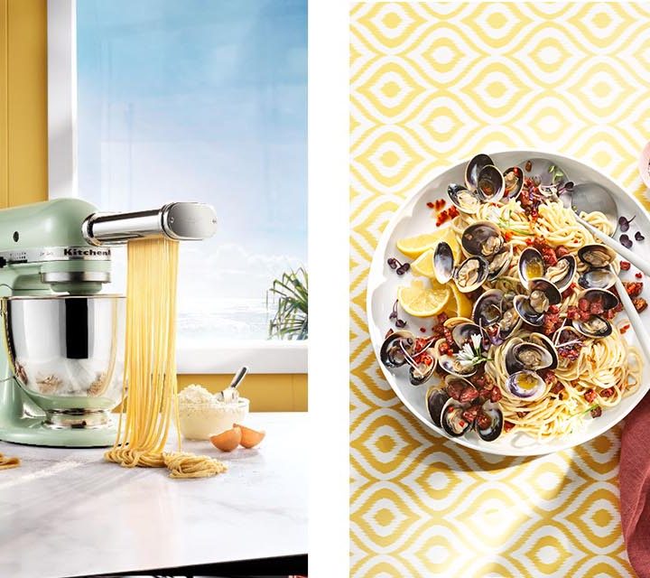 KitchenAid Artisan Stand Mixer and Spaghetti Alle Vongole.
