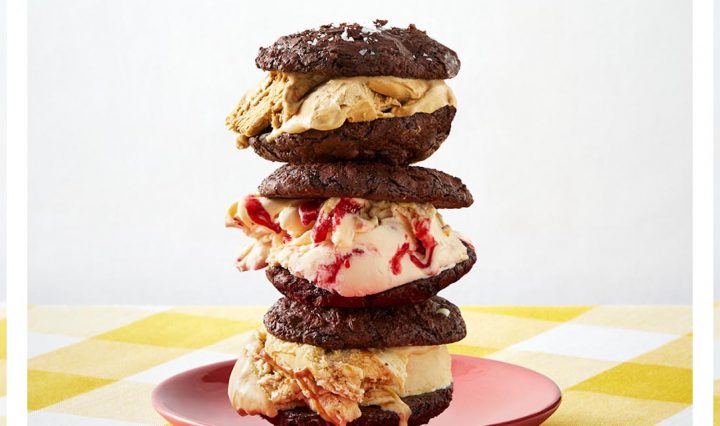 Ice-Cream Biscuits on a yellow and white tablecloth.
