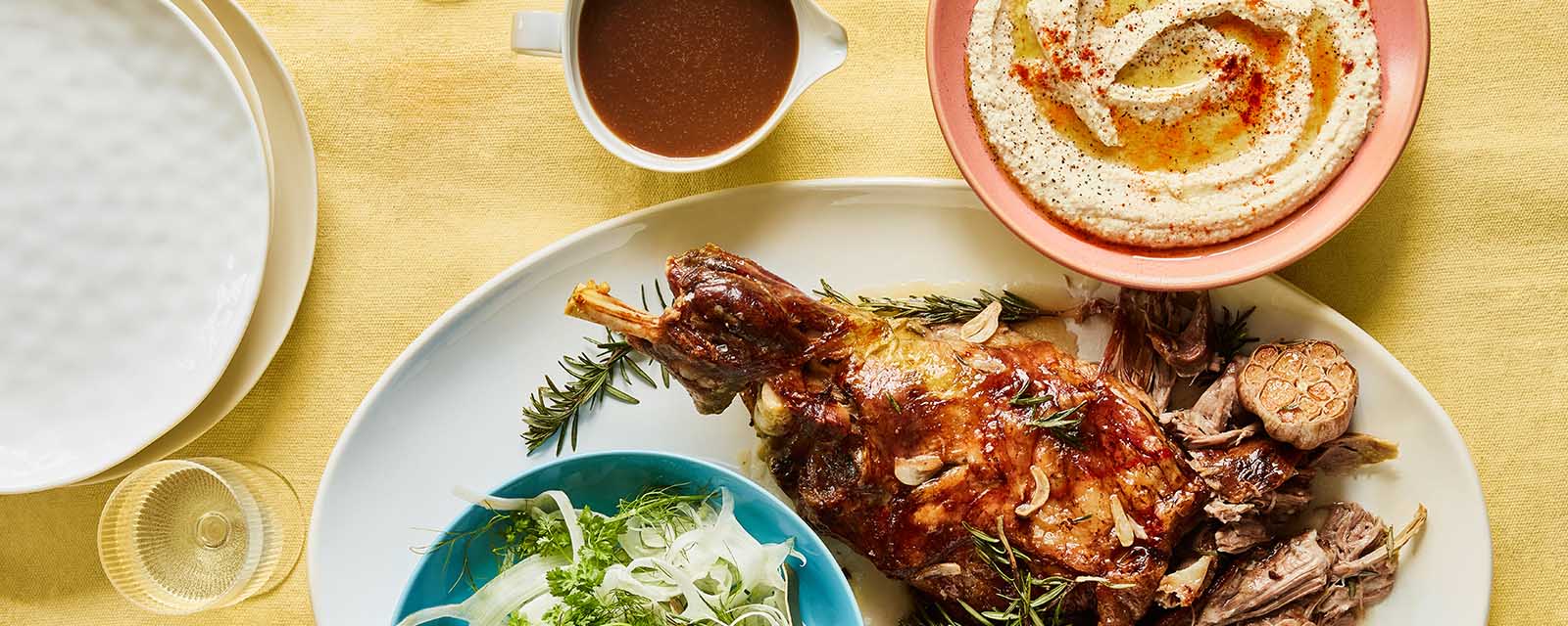 Lamb with Chickpea Cream and Lettuce.