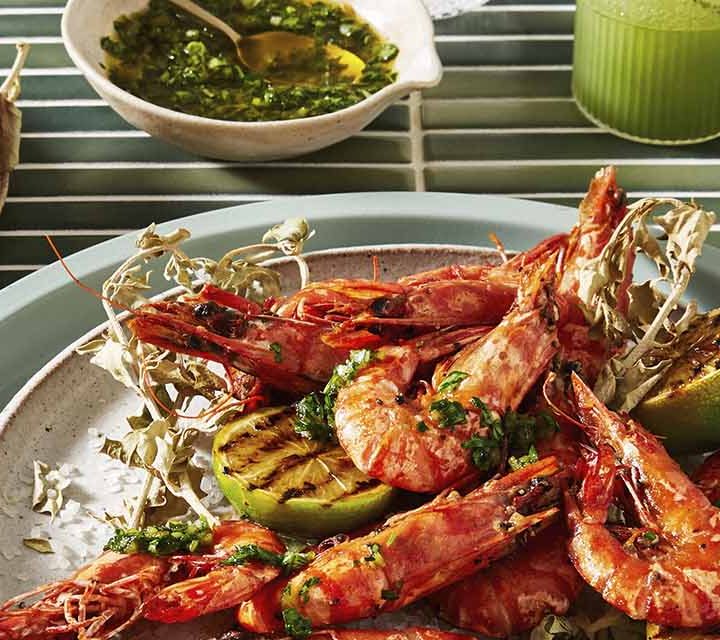 Close up photo of our Pepper Tiger Prawns recipe.