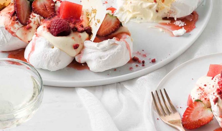 Our recipe for White Chocolate and Berry Pavlova Wreath.