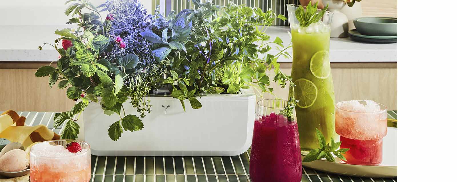 Photo of 3 cocktails: 'Calm Before the Storm', 'Makes You Blush', & 'Up Beet'.