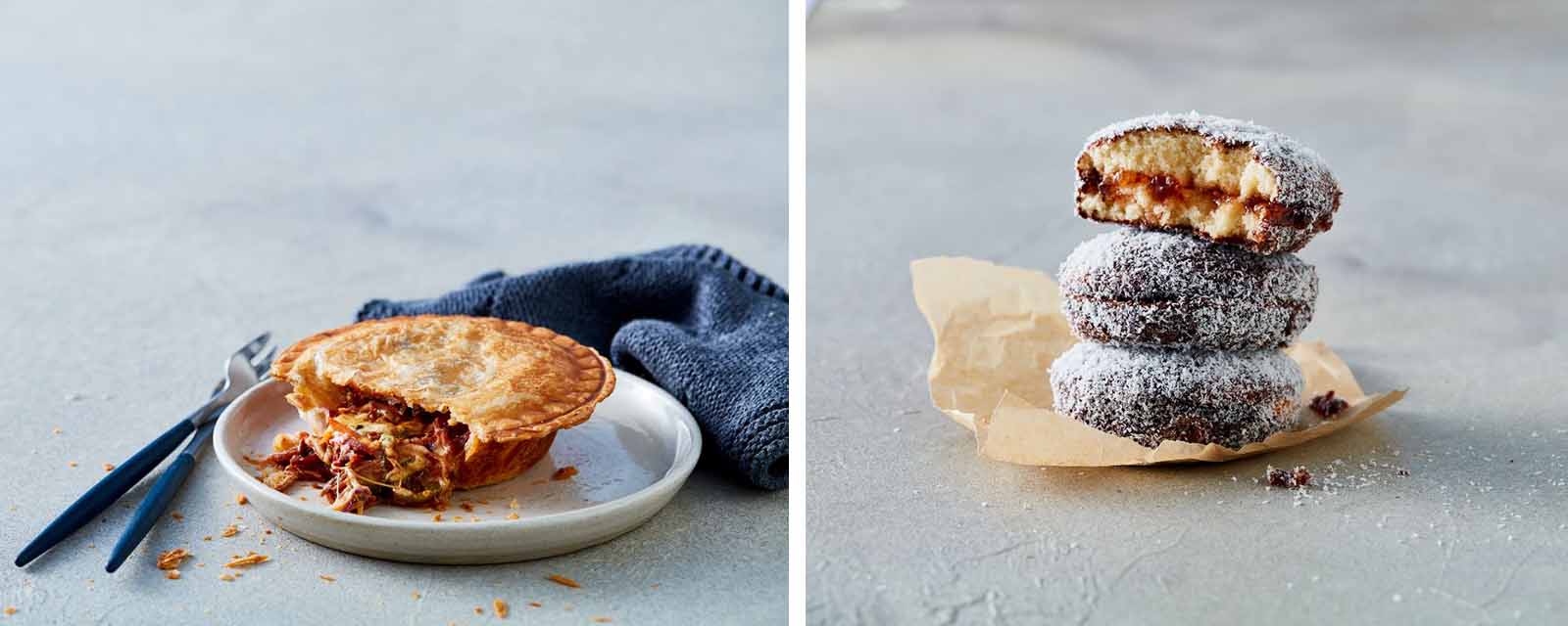 A Pork Pie and Lamingtons - both of which are Sunbeam Pie Maker recipes.
