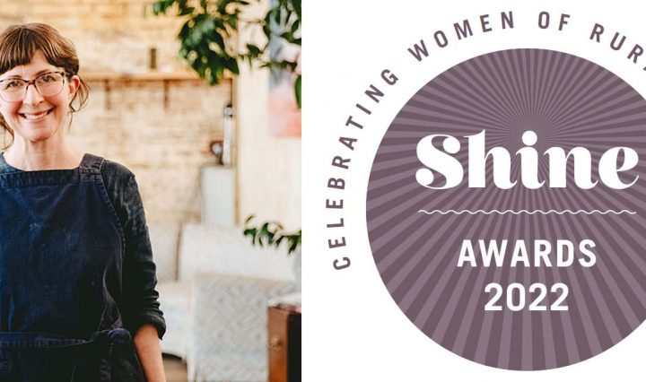 Tamsin Carver and the Shine Awards 2022 logo.