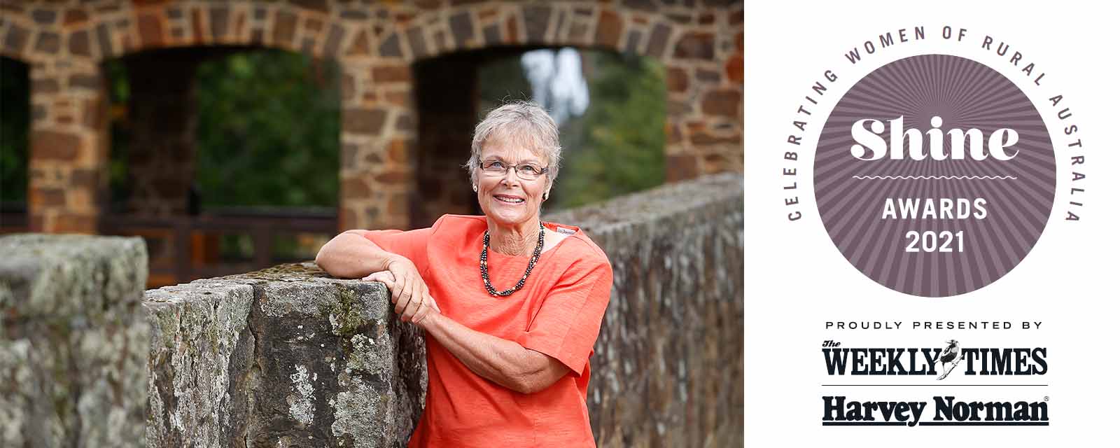 Carmel Beresford and the Shine Awards 2021 logo.