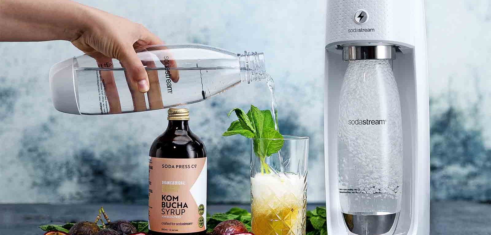 SodaStream Spirit One Touch with Kombucha Syrup.