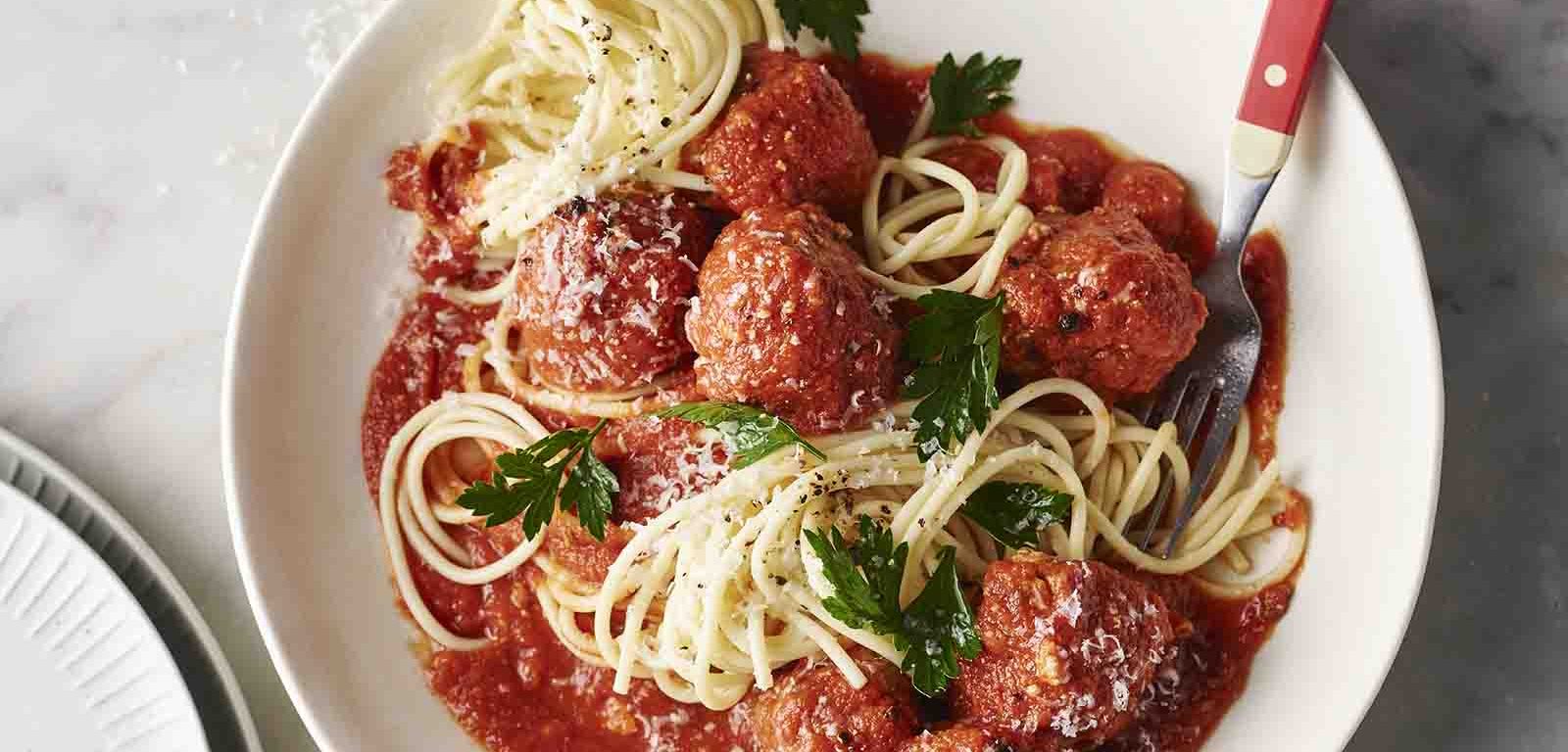 A plate of Meatballs with Basil & Ricotta.