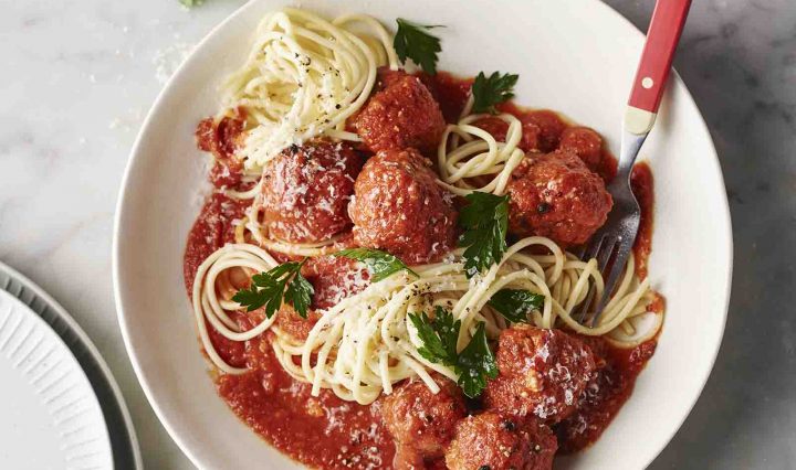 A plate of Meatballs with Basil & Ricotta.