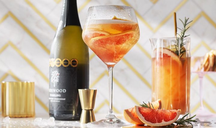 Sparkling Wine with Saffron Gin + Plum Vermouth.