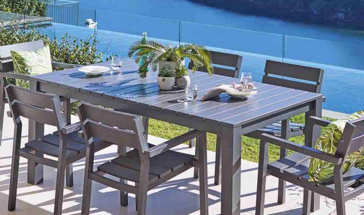 A close up shot of the Quay Outdoor Dining Setting.