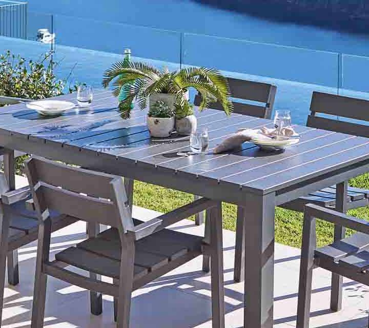 A close up shot of the Quay Outdoor Dining Setting.